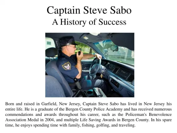 Captain Steve Sabo A History of Success