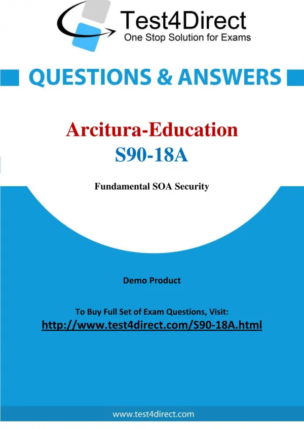 Arcitura Education S90-18A Certified SOA Security Specialist Test Questions