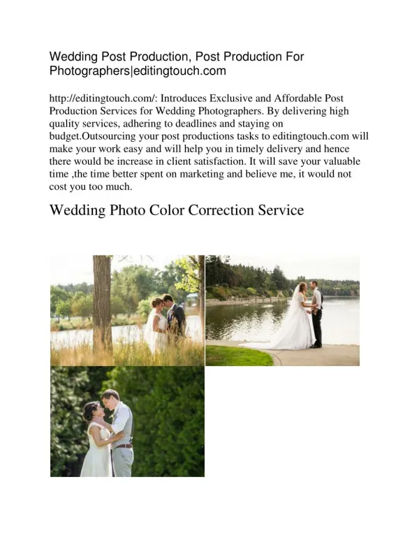 Wedding Post Production, Post Production For Photographers|editingtouch.com