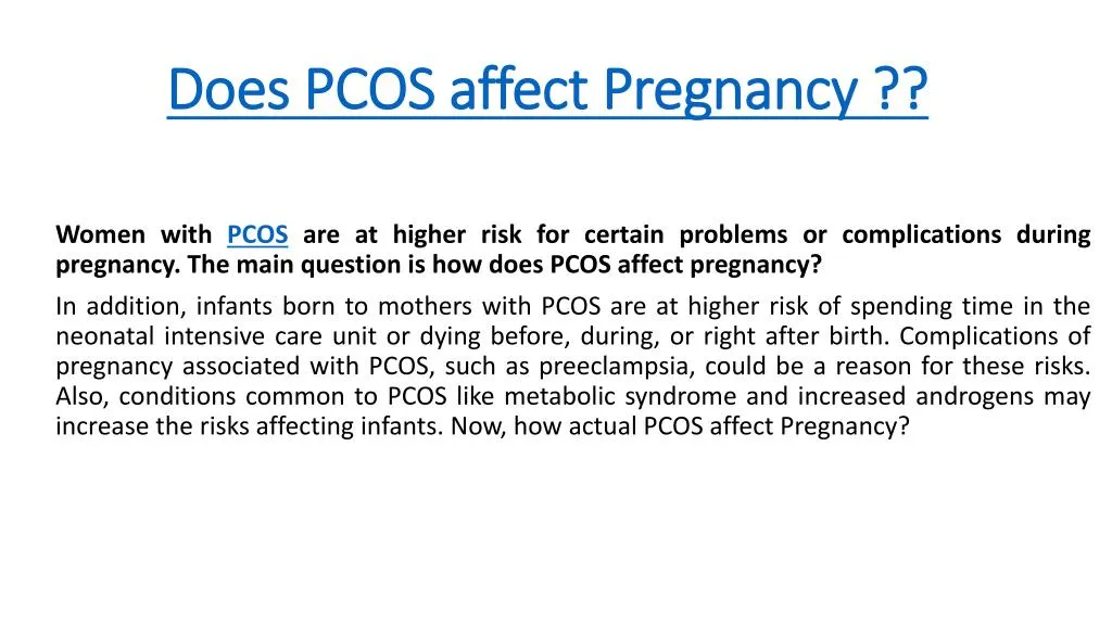 does pcos affect pregnancy