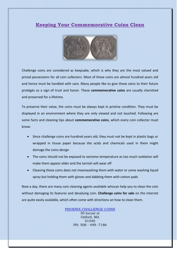 Keeping Your Commemorative Coins Clean