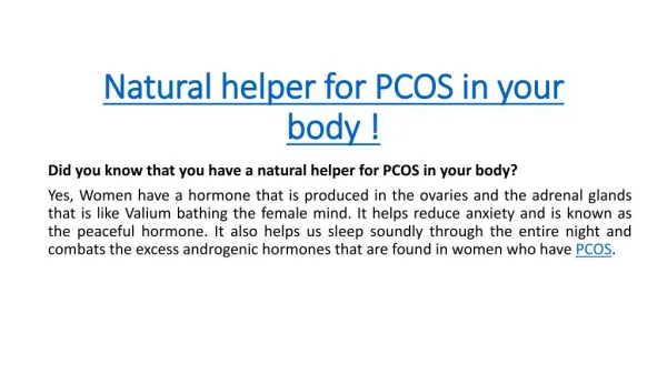 Natural helper for PCOS in your body !