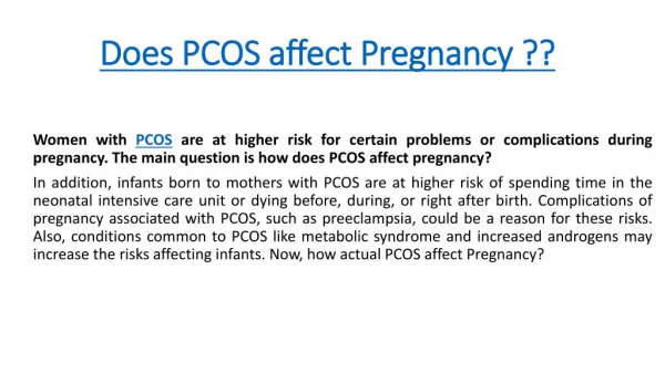Does pcos affect pregnancy