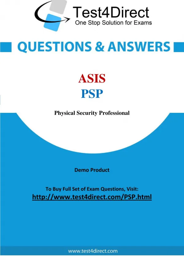 ASIS PSP Exam - Updated Questions