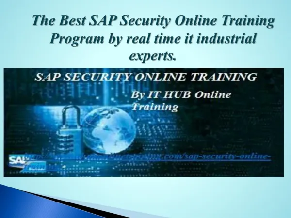 Best SAP security online training by IT Real Time Experts