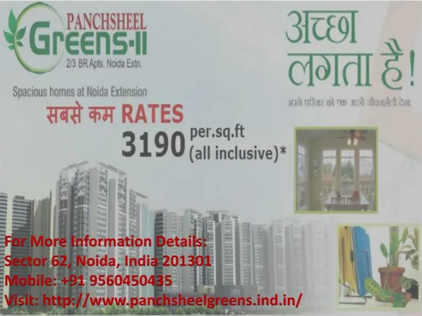 Panchsheel green luxurious flat at minimum price Call 91 9560450435