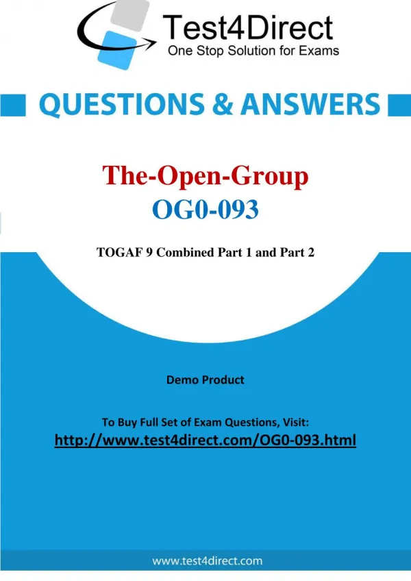The Open Group OG0-093 TOGAF 9 Real Exam Questions
