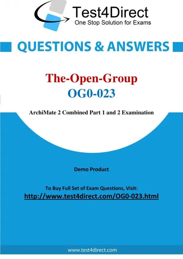 The Open Group OG0-023 Exam - Updated Questions