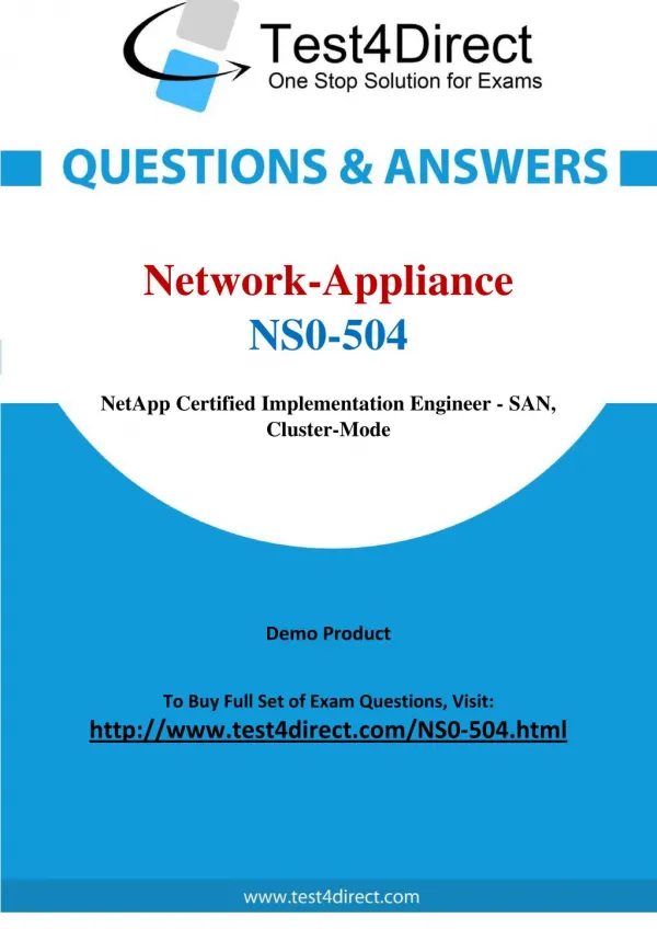 Network Appliance NS0-504 Test Questions