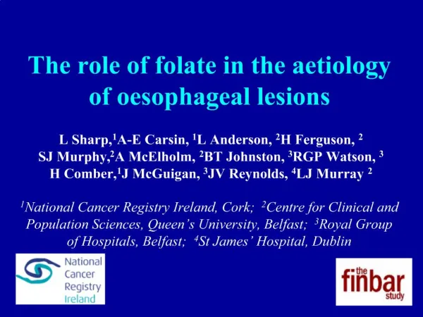 The role of folate in the aetiology of oesophageal lesions