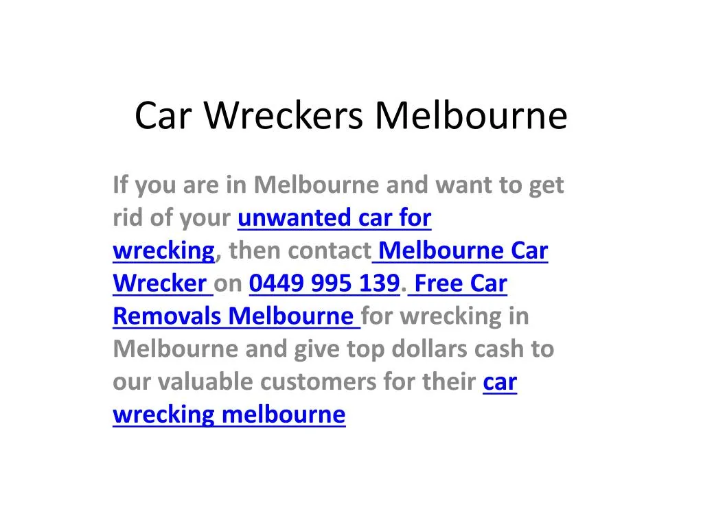 car wreckers melbourne
