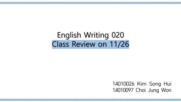 EW2-020 Class Review