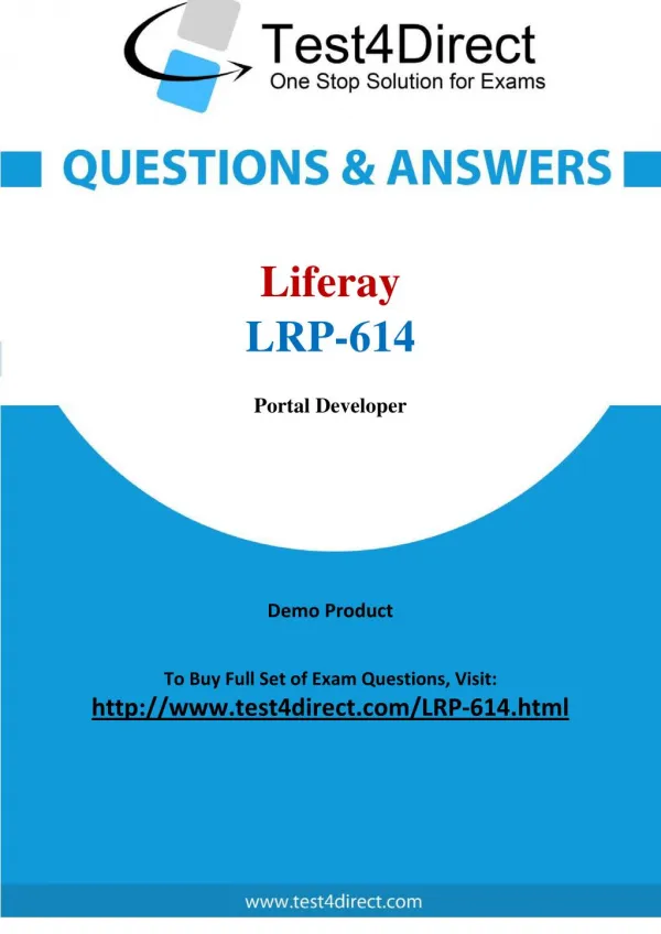 Liferay LRP-614 Certified Professional Developer Real Exam Questions