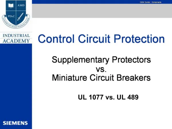 Control Circuit Protection Supplementary Protectors vs. Miniature Circuit Breakers