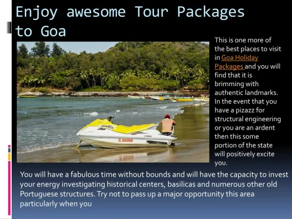 Enjoy awesome tour packages to goa