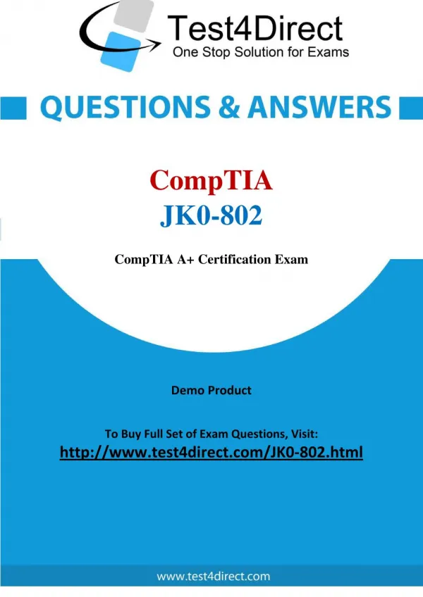 CompTIA JK0-802 Exam - Updated Questions