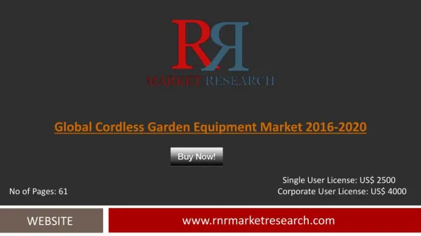 Global Cordless Garden Equipment Market Trends, Challenges and Growth Drivers Analysis to 2020