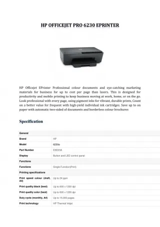 HP Officejet Pro 6230 EPrinter - slide 1