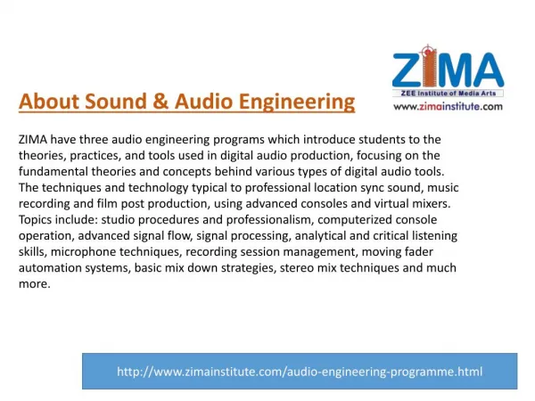 Sound Engineering Course | Audio Recording Courses- ZIMA