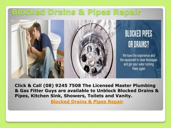 Blocked Drains & Pipes Repair