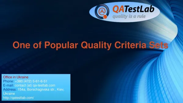 One of Popular Quality Criteria Sets