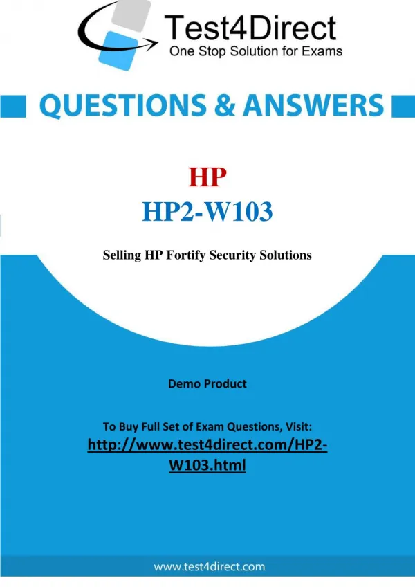 HP HP2-W103 Exam Questions