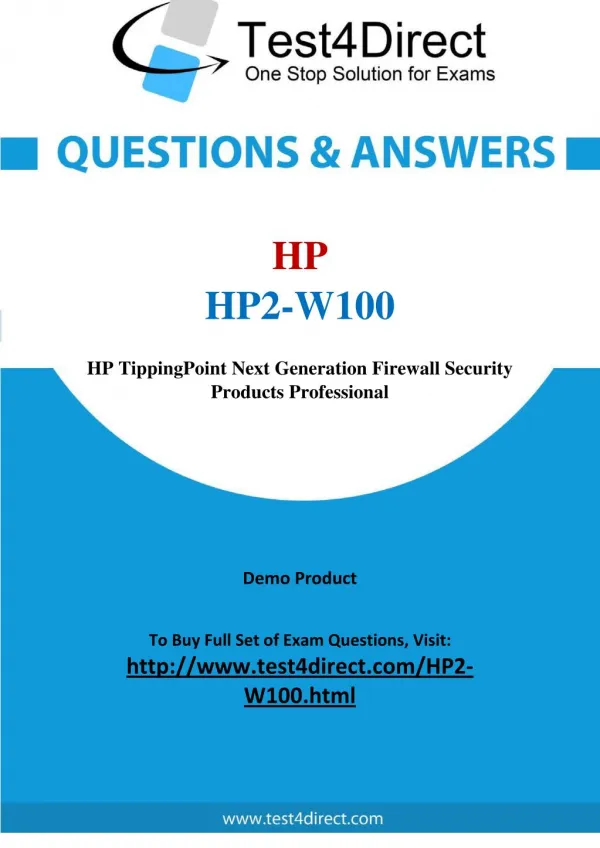 HP HP2-W100 Exam Questions