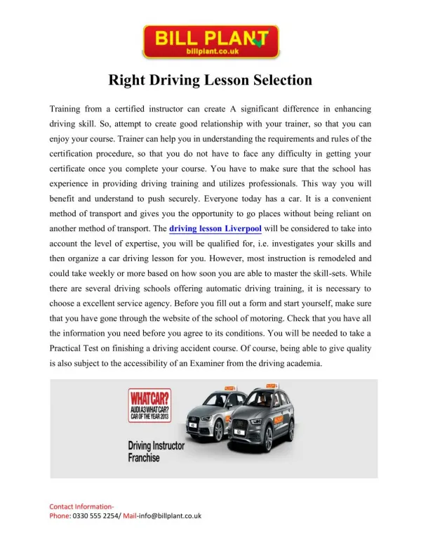 Driving lessons Liverpool