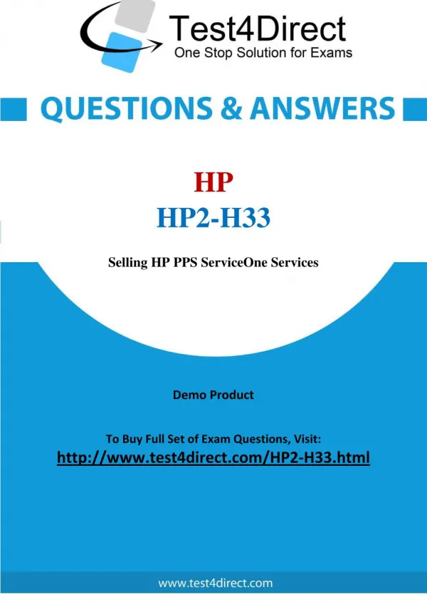 HP HP2-H33 Exam Questions