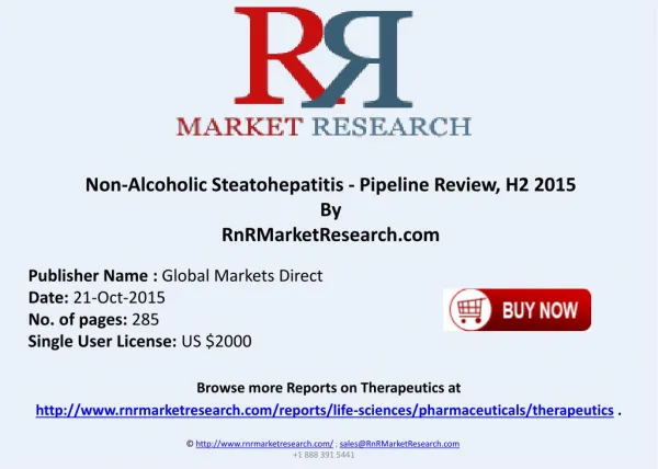 Non-Alcoholic Steatohepatitis Pipeline Review H2 2015