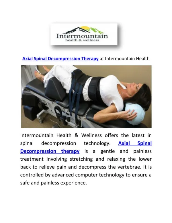 Axial Spinal Decompression Therapy at Intermountain Health