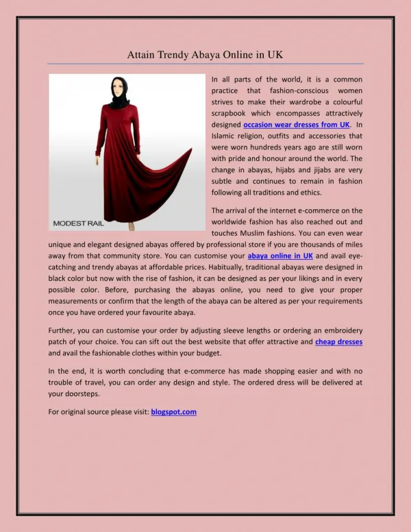 Attain Trendy Abaya Online in UK
