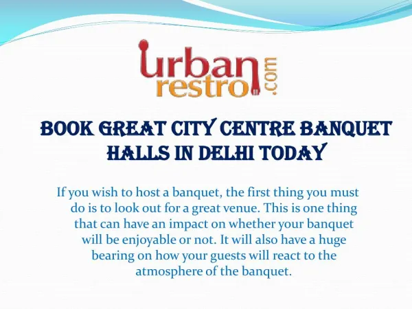 Book Great City Centre Banquet Halls in Delhi Today