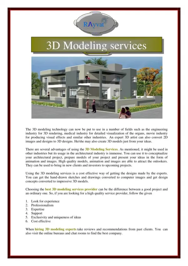 3D Modeling services