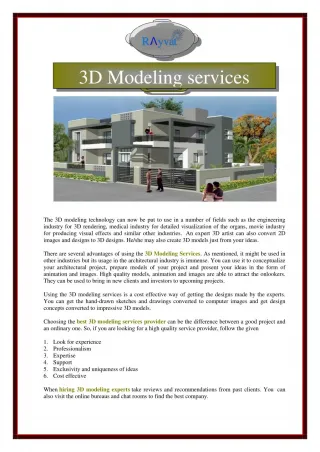 3D Modeling services - slide 1