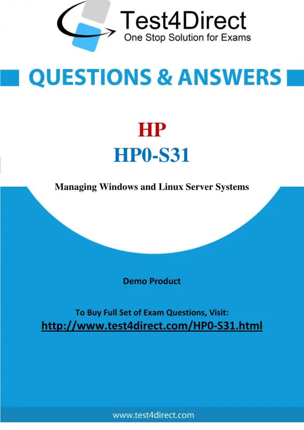 HP0-S31 HP Certified Professional Real Exam Questions