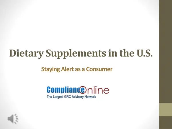 Dietary Supplements in the U.S.