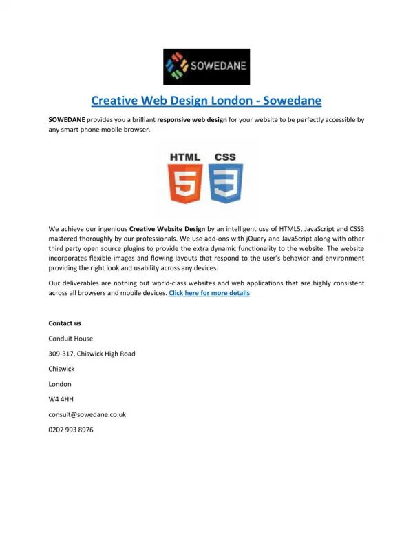 Creative Web Design London - Sowedane