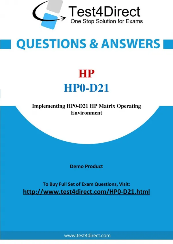 HP HP0-D21 Exam - Updated Questions