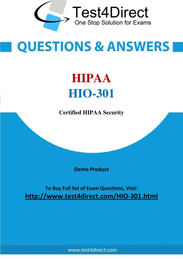 HIPAA HIO-301 Exam Questions
