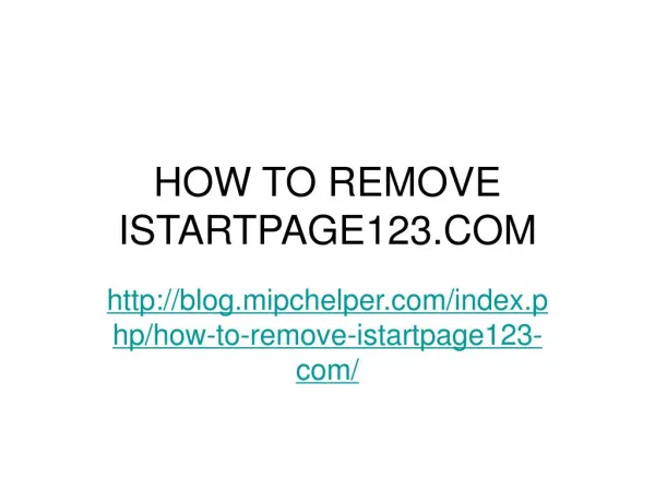 How to Remove Istartpage123.com