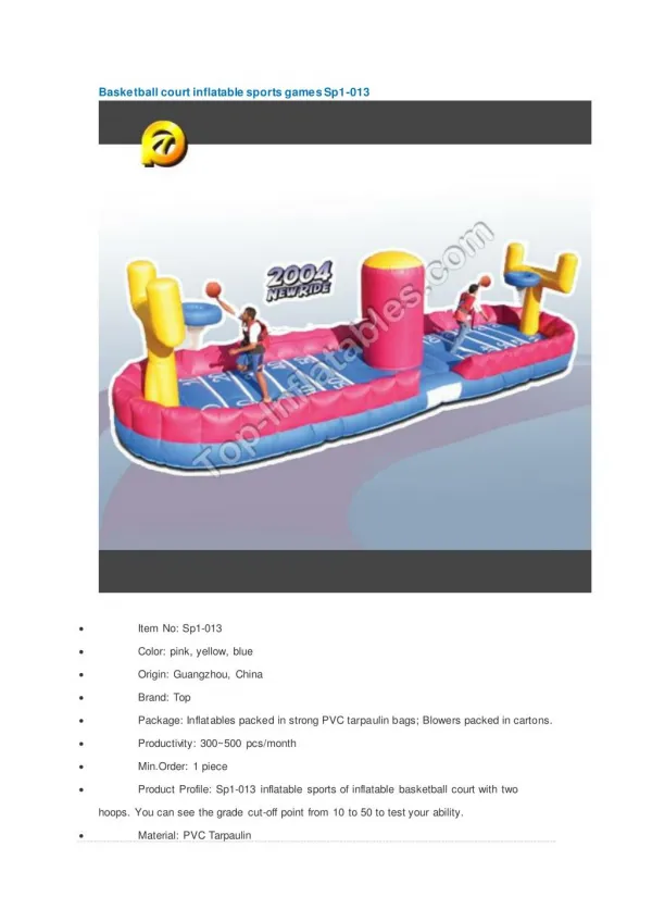 Basketball court inflatable sports games Sp1-013