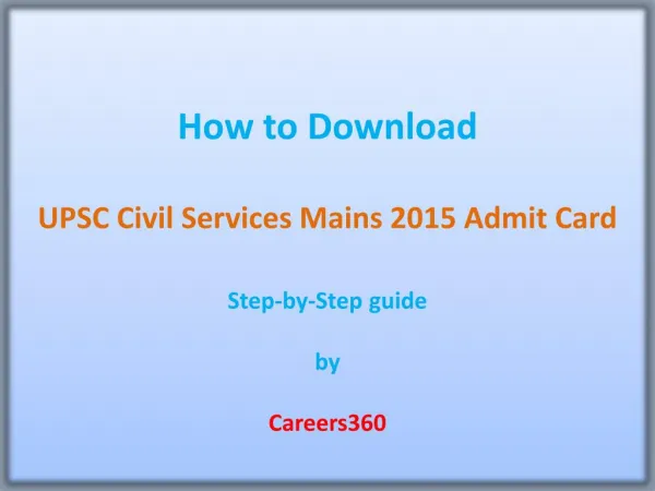 UPSC Civil Services Mains 2015 Admit Card