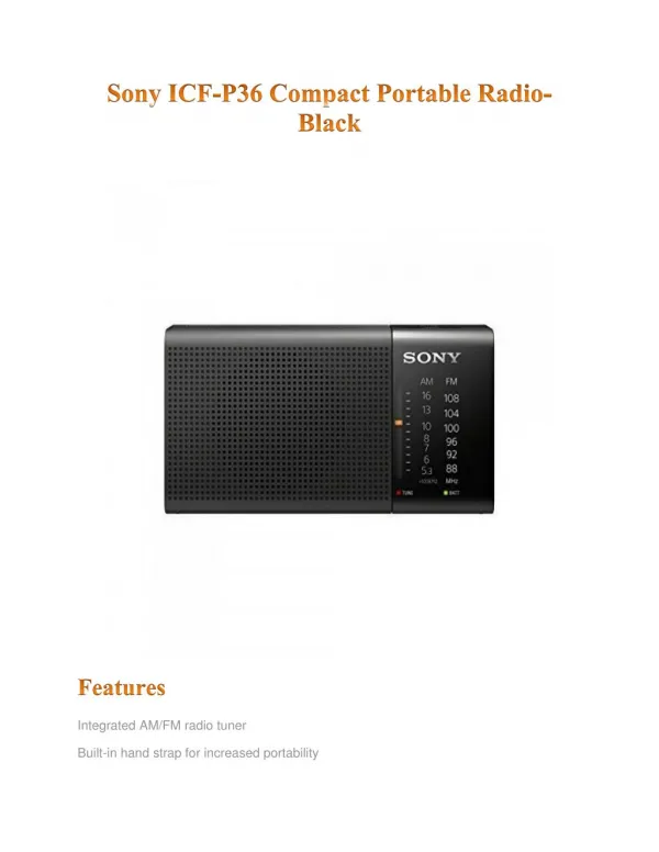 Sony ICF-P36 Compact Portable Radio-Black