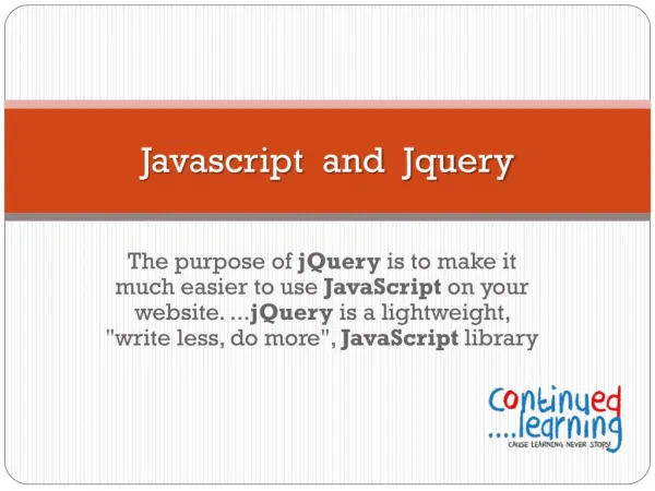 Javascript and jquery