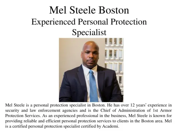 Mel Steele Boston Experienced Personal Protection Specialist