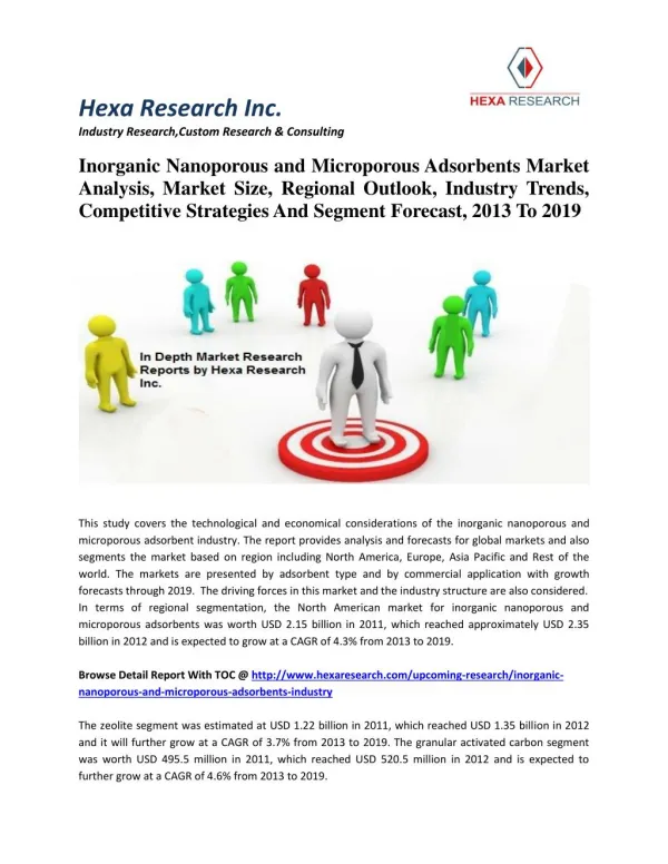 Inorganic Nanoporous and Microporous Adsorbents Market Size, Trends And Forecast, 2013 To 2019