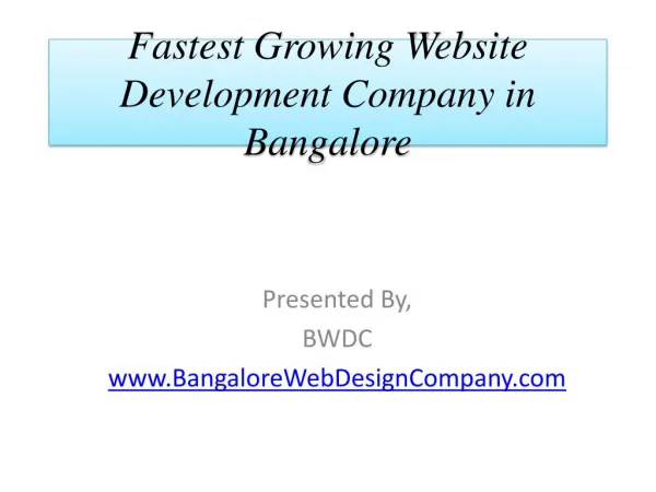 Fastest Growing Website Development Company in Bangalore
