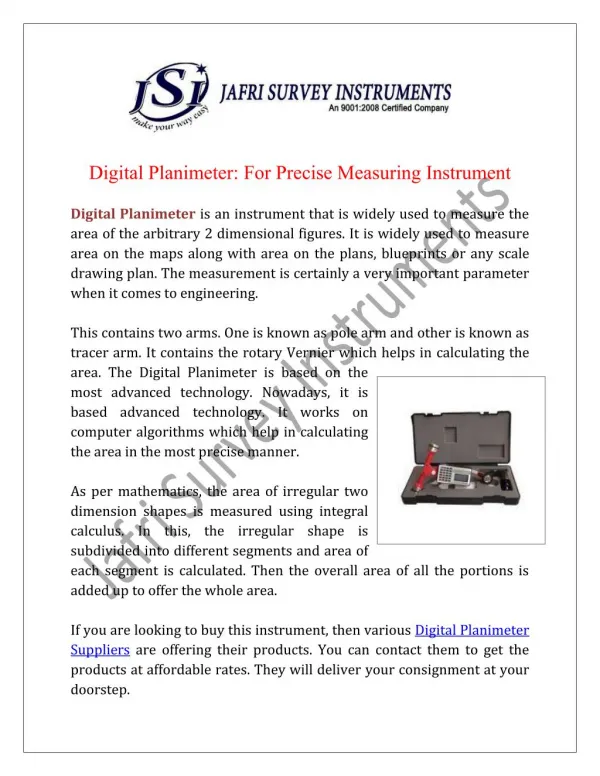 Digital Planimeter Wholesale Supplier And Exporters