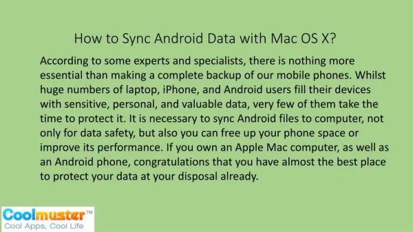 How to Sync Android Data with Mac OS X